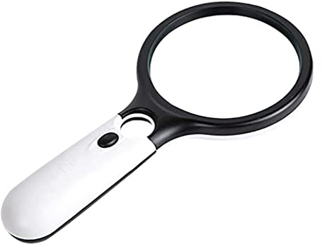ShopHut Magnifying Glass with Light LED Illuminated 45x and 3x Magnifier For Reading, Inspection, Coins, Jewelry, Hobbies and Crafts For Kids & Adults | Magnifier | Magnifying glasses (White)