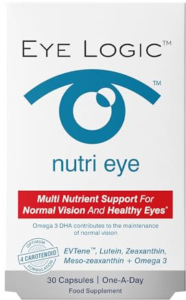 Eye logic Nutri Eye | Supports Macular & General Eye Health | High Levels of Macular Carotenoids | Omega 3, Vitamin C, Zinc, Copper, B Vitamins and Grape Seed | One A Day | 30 Capsules