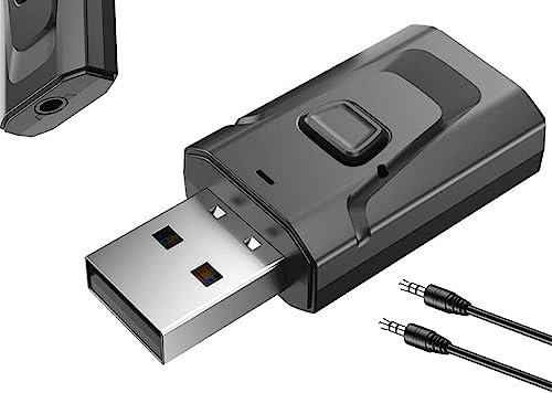 SHANFEILU USB Bluetooth 5.0 Adaptateur 4 en 1 émetteur Audio stéréo sans Fil Adaptateur récepteur avec 3,5 mm Aux à Bord Ordinateur AUX Télévision Haut-Parleur Système Audio à Domicile