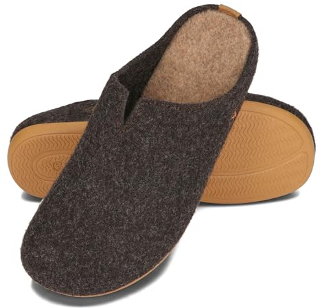 BeComfy Pantofole in Feltro per Uomo Suola in Gomma Flessibile Modello Komfort 39-47 EU (Marrone, 41)
