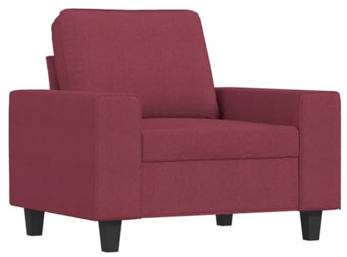 vidaXL Sillón, Sofá Individual con Respaldo Reposabrazos, Sillón de Descanso Televisión, Butaca Tapizada para Salón, Tela Rojo Tinto
