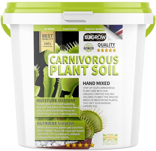Carnivorous Plant Soil & Compost by UKGROW - Premium Handmade Mix for Venus Flytraps, Pitcher Plants & Sundews, Optimal pH & Nutrient Balance, Fast-Draining (2 Litre Strong Bucket)