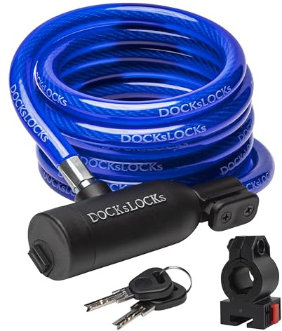 DocksLocks Bike Cable Lock Set, Coiled Security Cable with Key Lock and Mounting Bracket, Compact Anti-Theft Protection for Bikes, Bicycles, Scooters and More 6ft