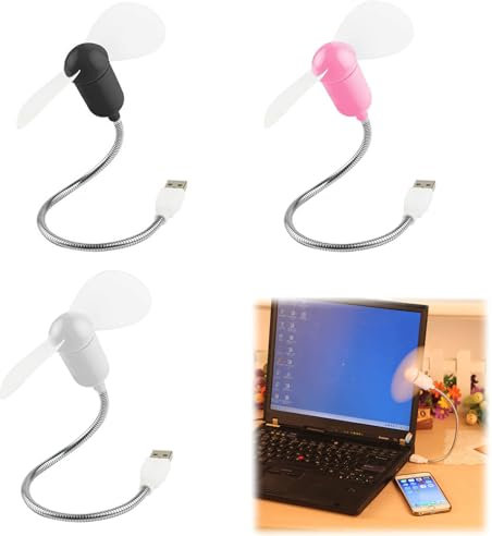 Rakiuty Ventilateurs USB,3 Petit Mini Ventilateurs USB Métal (Noir,Blanc,Rose)