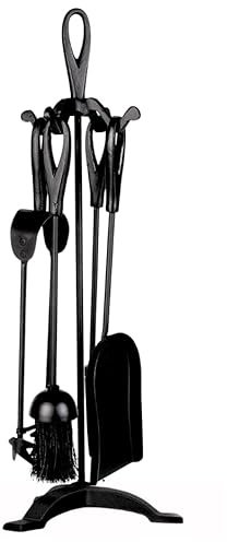 Trendi 56cm 5PC Fireside Companion Set, Cast Iron, Black, Traditional Fireplace Wood Burner Coal Stove Accessories