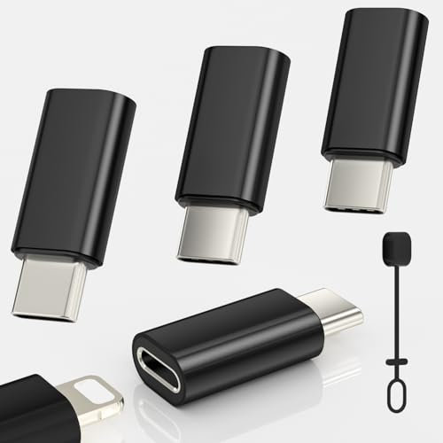 Zestiq Adaptador Lightning a USB C, adaptador de 4 piezas Lightning a USB-C para iPhone 16/16 Pro/16 Pro Max/16 Plus/iPhone 15/iPhone 15 Pro, Galaxy S24/S23, iPad, No para Auriculares/Audio/OTG, Negro