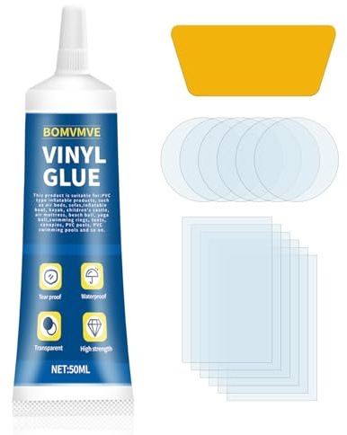 BOMVMVE Kit Riparazione Piscina, Colla per Riparazione in PVC, Kit Ripara Piscina, per Gommoni in PVC e PU, Spa Gonfiabili, Materassi ad Aria, Castelli