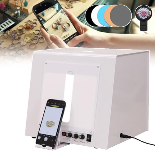 Smyckefotografistudio Ljuslåda Smyckefotograferingstält Soft Box med elektrisk snurrplatta och hängande fäste, dimbar smyckefotografiboxkit (Tb20)