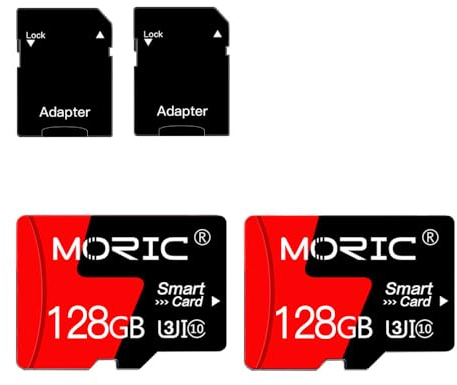 MORIC 2 Pack 128GB Micro SD Card with Adapter High Speed Memory Card,C10 A1 Memory TF Card for Camera/Dash Cam/Smartphone/Tablet/Drone