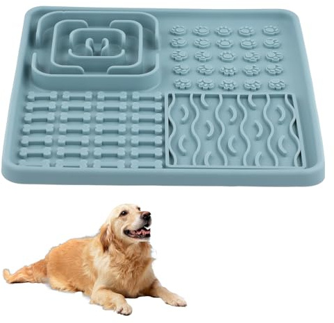 Culinavog Almohadilla para Lamer Perros, Silicona Antideslizante Impermeable Comederos Alfombrilla de Mascota, Fácil de limpiar, Suministros para Mascotas, Tapete para Lamer para Perros y Gatos (Azul)