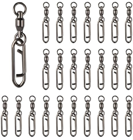 25Pcs Fishing Speed Clips Quick Change Fishing Snap Swivels Fishing Power Clips Ball Bearing Swivels Fishing Clips Topwater Speed Clips Lures Quick Snap Connector Tackle for Saltwater Freshwater 55lb