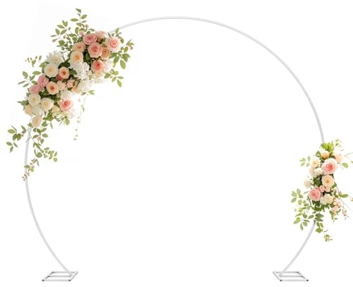Fiita Sfondo rotondo dorato da 2 m con supporto per arco a palloncino grande arco in metallo per anniversario, festa di compleanno, San Valentino, cerimonia nuziale, decorazioni per matrimoni