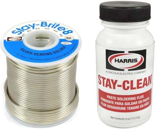 TWSupply Harris Stay-Brite #8 Silver Solder Kit – SB831 Solder (1 lb, 1/16) + SCPF4 Flux (4 oz Jar) – Lead-Free 94% Tin / 6% Silver