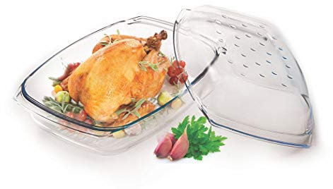Sendez - Fuente de 4,1 L con tapa de cristal para asar (fabricado en la UE)