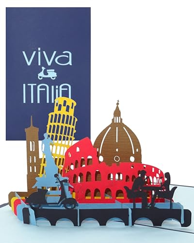 Cologne Cards Pop up-kort Viva Italia 3D-inbjudning, födelsedagskort, resekupong Italien, presentkort, gratulationskort, kupong rund resa