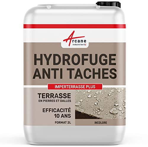 Hydrofuge Terrasse Imperméabilisant Sol Extérieur - Anti Taches Huile et Eau Oléofuge - Protection Longue Durée Pierre Dalle Béton - 2 L (environ 12 m²) - ARCANE INDUSTRIES