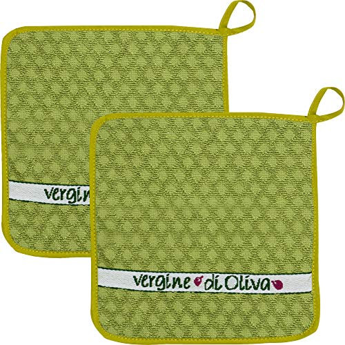 Kracht Topflappen Olio extra 2er-Pack Frottier grün Größe 22x22 cm