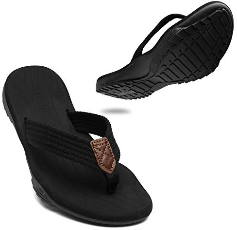ChayChax Chanclas Hombre Deportivas Sandalias de Playa y Piscina Suave Zapatillas Antideslizante Verano Flip Flops,Negro,40 EU