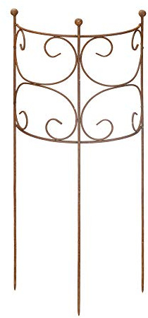 Spaljé, spaljé, perennhållare, buskhållare, halvcirkelformad, växtställning metall, järn, rost, dekoration, perennhållare, 100 cm hög (40 cm bred)
