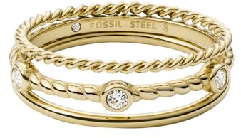 Fossil Anello Da Donna Vintage Iconic, Altezza: 7,4 mm Anello In Acciaio Inossidabile Dorato, JF03801710