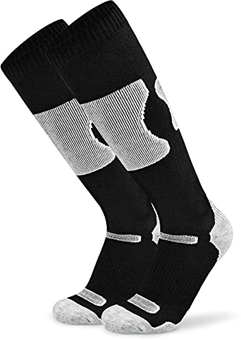 Busy Socks 1 Pack Winter Warm Merino Wool Blend Ski Sock,Black/Light Grey,M