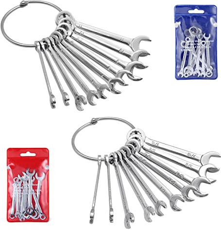 QYQRQF 20pcs Mini Spanner Wrenches Set Key Ring Spanner Explosion-proof Pocket British/Metric Type Wrenches (Metric + British)