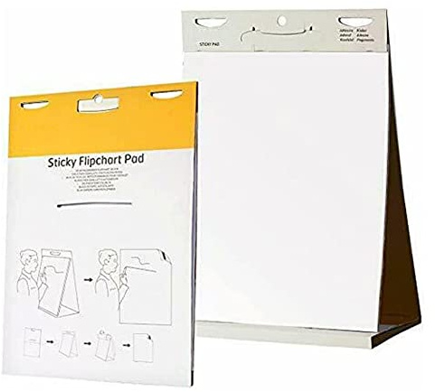 2 UR DOOR 1PC Tabletop Self Stick Flipchart Paper Pad with Plain Perforated 20 Sheets for Office, Presentation, Restaurant, School Home, and Kitchen Notes - 70 gr/m² Paper, 58.5 x 50cm