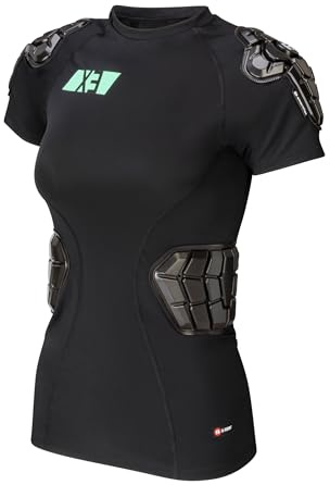 G-Form PRO-X3 Donna Maglia a Maniche Corte - Abbigliamento Protettivo per Motociclisti con Imbottitura - Camicia a Maniche Corte per Ciclismo, Pattinaggio e Sport sulla Neve - Nero, Donna Grande