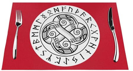Tischsets 1–6 Sets, skandinavischer Wikinger, antiker Drache, nordisches Symbol, waschbare Tischsets für Küche, Esstisch, geeignet für Küche, Wärmedämmung, Tischsets, 30 x 45 cm, 1 Stück