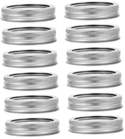 Zerodeko Ensemble de 12 Couvercles de Bocaux à Large Ouverture avec Anneaux Couvercles Hermétiques Réutilisables pour Bocaux Mason et Kerr Stockage Sûr des Aliments