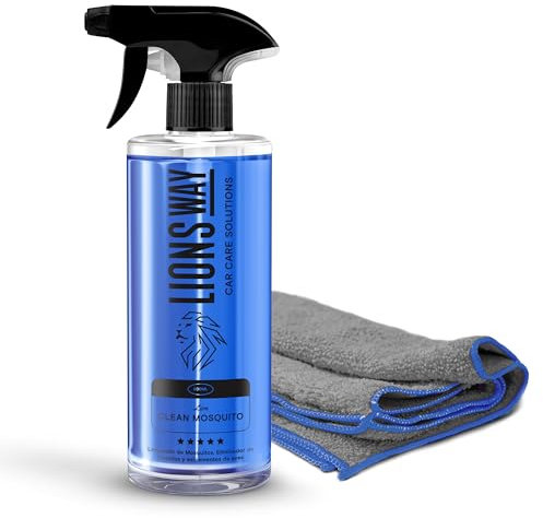 Limpiador de Mosquitos para Coche y Moto. Potente Quitainsectos Profesional para Todo Tipo de Insectos y Excrementos de Ave. Rápido y sin Esfuerzo. + Bayeta De Microfibra Premium
