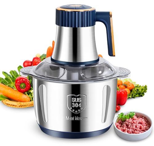 Tritatutto Elettrico 500W Tritacarne Multiuso Mini Tritatutto Con Ciotola In Acciaio Inox 5L Con 5 Lame Rimovibili, 3 Velocità, per Carne, Verdure, Alimenti per Neonati (B)