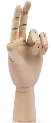 ZYWQ Mano Articolata in Legno, 10/25,4 cm Mano Manichino Articolato in Legno per Esposizione di Gioielli e Disegno, Schizzi, Pittura (Mano Sinistra)