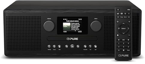 Pure Classic C-D6i – All-in-One Internetradio mit WLAN, DAB+/FM, Bluetooth 5.3, CD-Player, USB, AUX, 150 Speicherplätze, 2X 15W Stereo-Sound, Farbdisplay, Wecker & Sleep-Timer – Schwarz