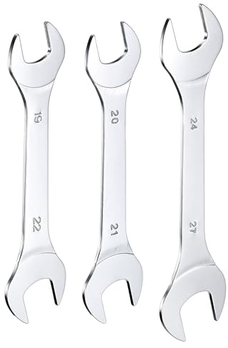 QUARKZMAN 3Pcs Clé à Fourche Double Extrémité Ouverte Clés Fines 19x22 / 20x21 / 24x27mm Métrique Clé Plate et Petite, Polie Miroir, pour Réparation Automobile et Assemblage de Meubles