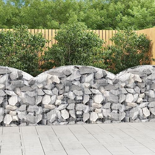 HaoChrymec Gabion à Arceau Haut with Fer Galvanisé, Design Robuste, Panier à Pierre, Gabion Jardinière, Parterre Surélevé en Gabion, Jardin, Terrasse, 150 x 50 x 80/100 cm