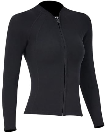 Fafeims Top de Neopreno para Buceo de 2mm, Protección Solar, Manga Larga, Traje de Neopreno para Surf y Snorkel, Chaqueta para Hombres y Mujeres, Vacaciones en la Playa (M)