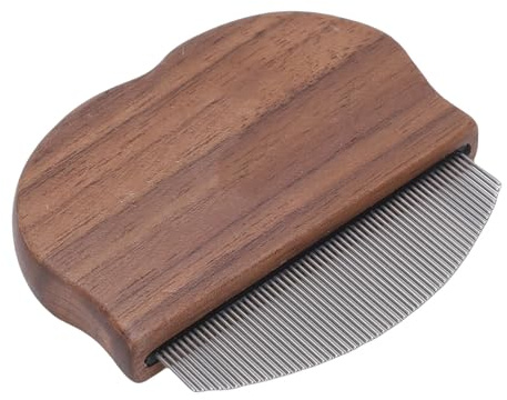TARSHYRY Pettine per Pidocchi, Pettine Antiforfora a Denti Fini in Acciaio Inossidabile con Impugnatura in Legno di Noce Lucido, per Bambini Adulti Cura della Barba e del Cuoio