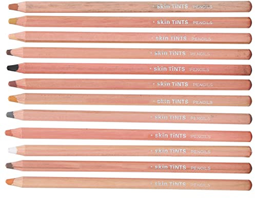 ZASCHMOY Ensemble de Crayons Pastel pour Portrait – Kit Professionnel d'outils de Dessin au Toner et au Fusain Peint à la Main – Idéal pour les Artistes Débutants et Avancés – 12 Crayons Pastel
