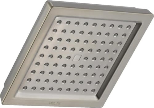 Delta Brushed Nickel Rain Shower Head, 6.5 Inch Square Shower Head Rainfall, Overhead Rain Showerhead, 2.5 GPM Flow Rate, Spotshield Stainless RP62283SP