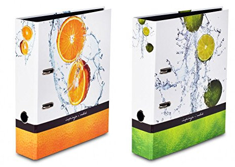 2 verschiedene Motivordner Livepac Fruits / DIN A4 / Limette + Orange