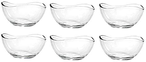 Camellia 6-Piece Glass Dessert Bowls - Ice Cream & Fruit Serving Sundae Glasses, 300ml