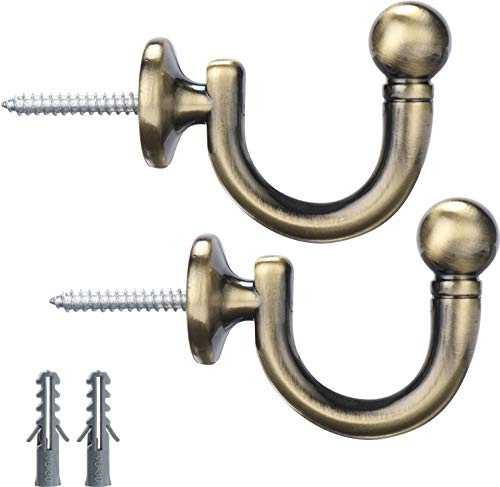 Lot de 2 Embrasses de Rideau à Tête Ronde - Crochets Muraux pour Fenêtre, Vêtements, Manteau, Chapeau - Porte-Serviettes - Bronze