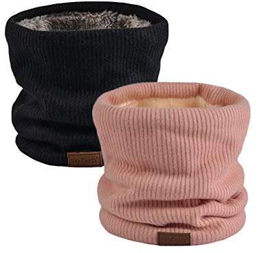 NovForth Winter Neck Warmer Fleece Lined Infinity Scarf Thicken Windproof and Dust Skiing Circle for mens women Double-Layer Fleece Lining Knit