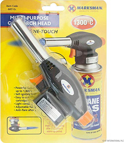 Multi-Purpose Gas Torch Head FLAMETHROWER ONE Touch 1300°C Powerful Flame UK