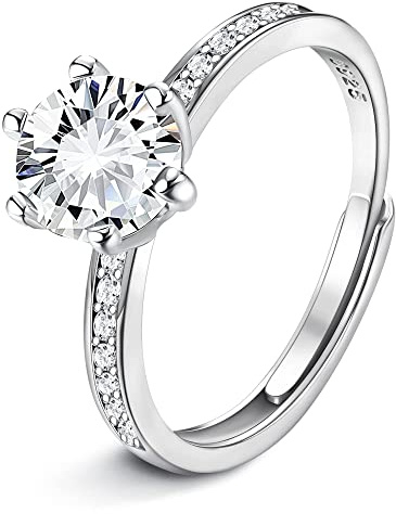KALVICA Bague Femme en Argent 925 Zircone Cubique pour Mariage Réglable Bague de Fiançailles Anneau Alliance Anniversaire Promise Bijoux