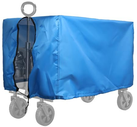Folding Wagon Cover, Garden Beach Trailer Cover,600D Heavy-Duty Fabric Waterproof Dustproof UV Resistant, Wagon Cart Folding Cart Awning 35 L x 19.7 W x 17.7 H(Blue)
