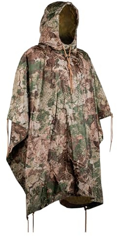 Mil-Tec Adult Ripstop Wet Weather Waterproof Rain Poncho with Hood, Use as Bivouac Sack, Shelter Tent - Phantomleaf WASP I Z2