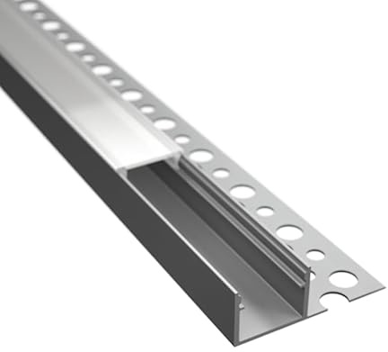 2 m LED-kakelfinishprofil, gips rigibs infällningsprofil FLIESE-14 L för LED-remsor upp till 14 mm + matt skydd (2 m profil täckmatt)