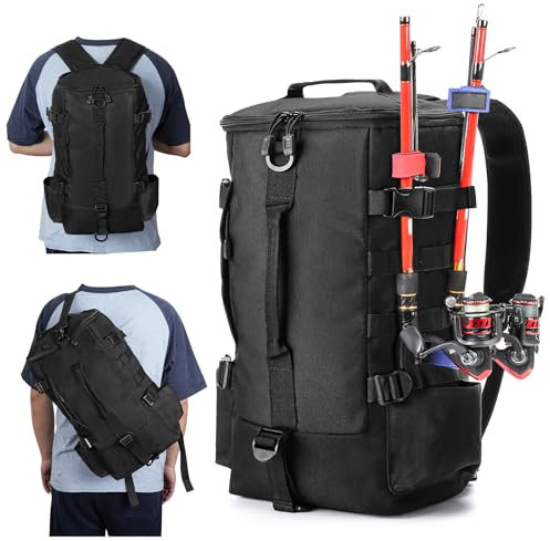 Anpress Angeltaschen Angelgerät Aufbewahrungstasche, Umhängetasche Angelausrüstung,Rutenaufbewahrung, Werkzeugtasche zum Angeln Wandern Jagen Camping